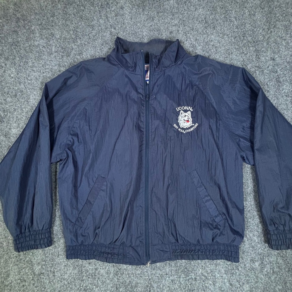 Vintage UConn 1999 NCAA Final Four Champions Windbreaker Logo 7 Jacket Navy XL